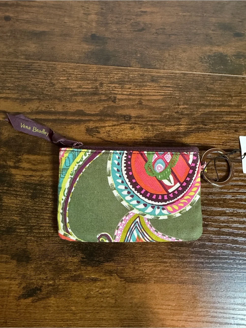 Vera Bradley Multicolor Paisley ID Wallet in Green, Pink & Orange